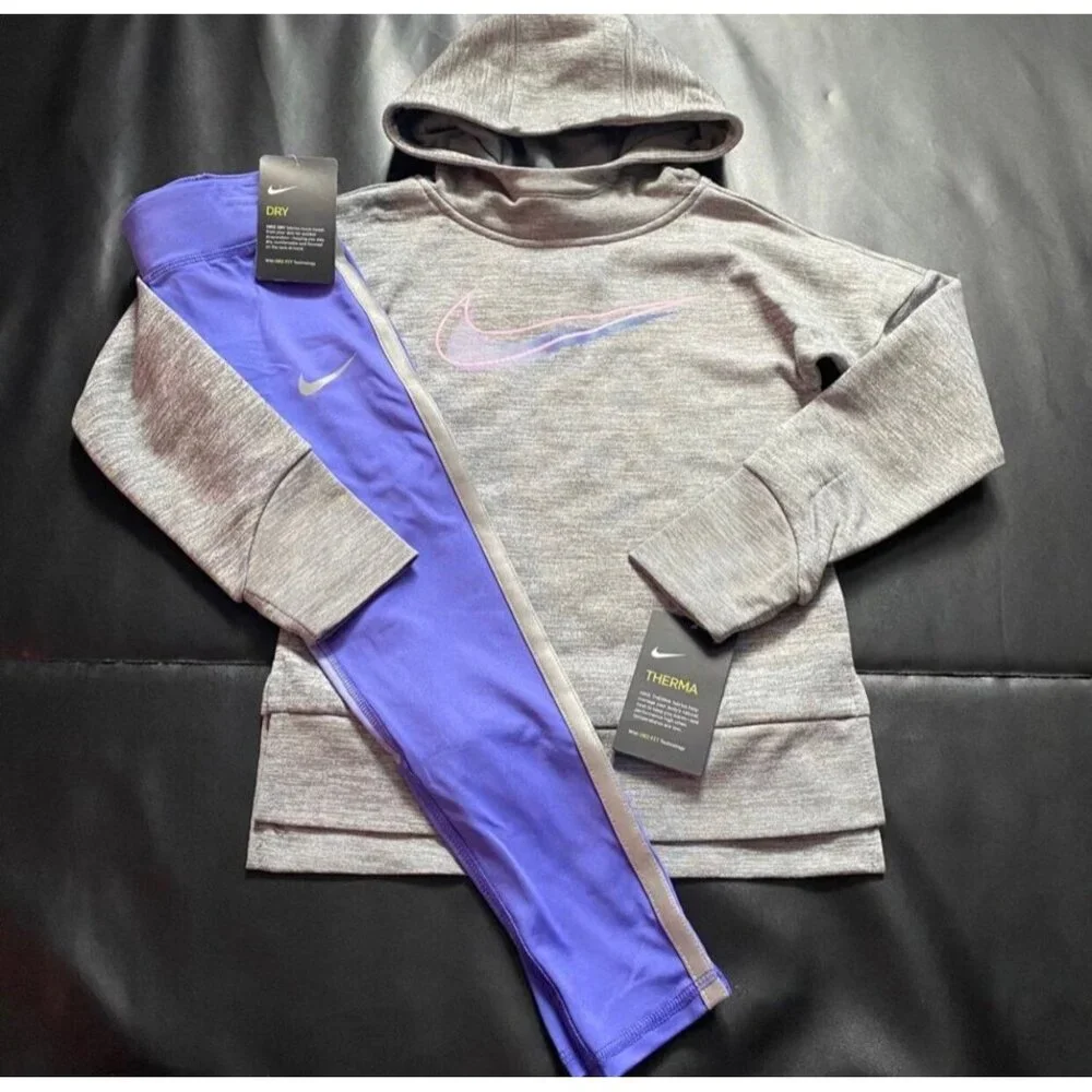 NWT Nike Metallic Hoodie & Leggings Set Girls Size 6